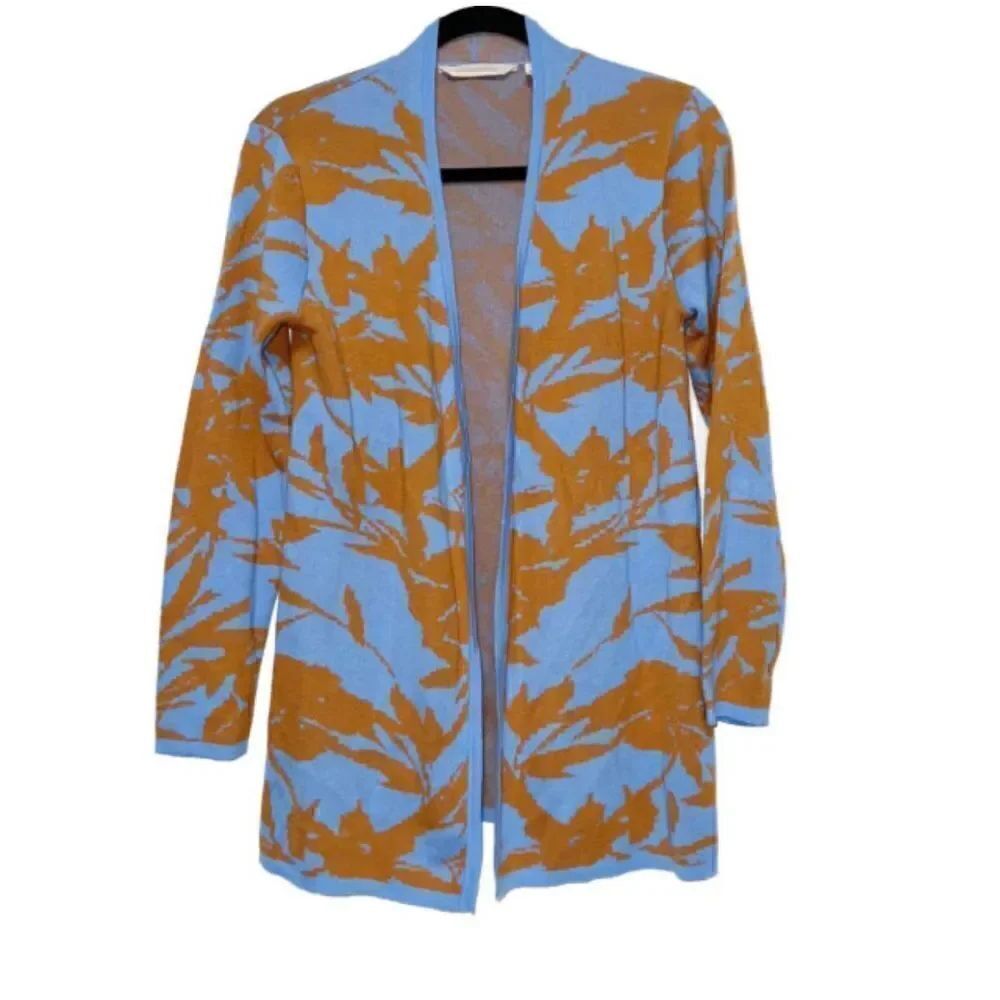 Soft Surroundings medium cardigan long sleeve brown and blue style# 2CY45